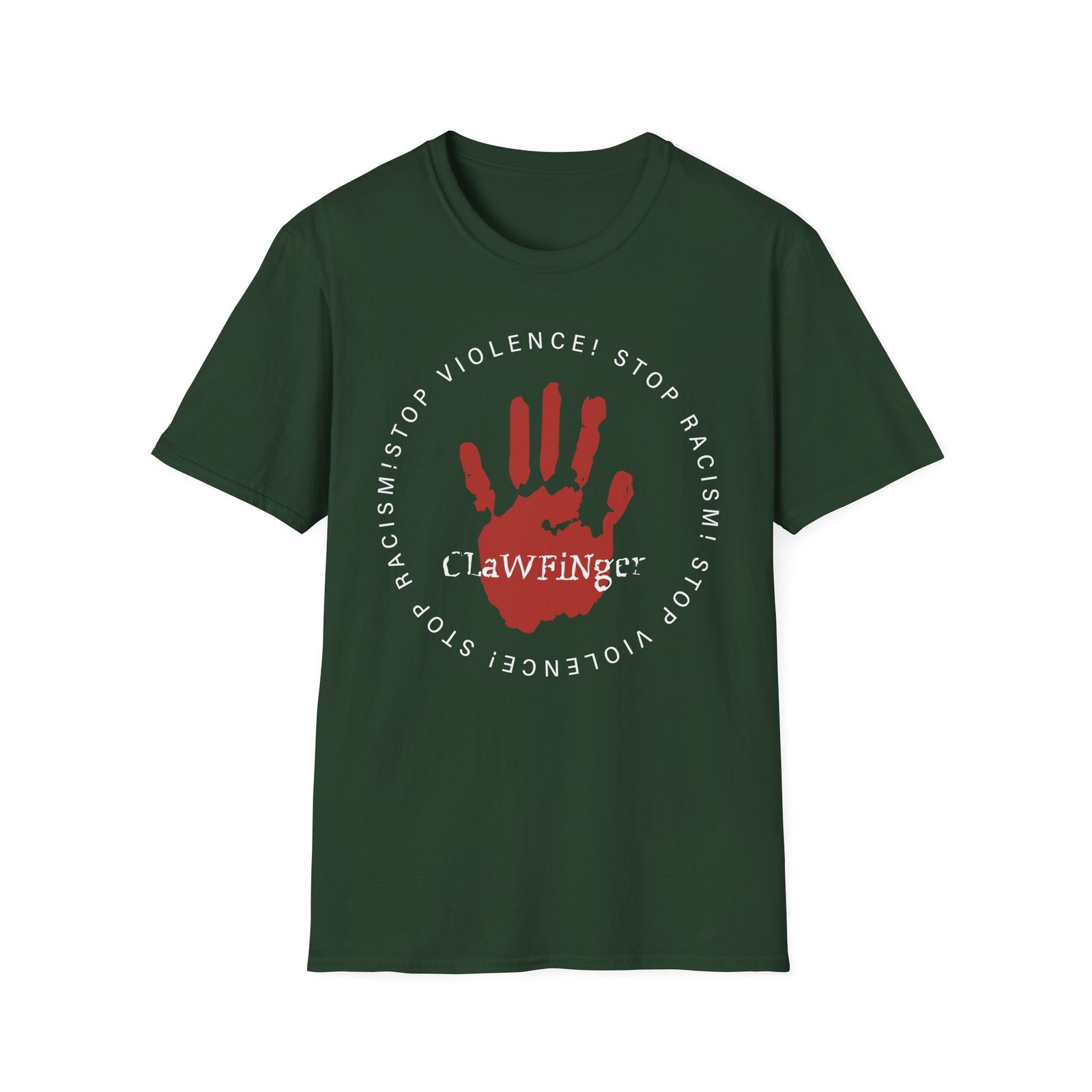 Clawfinger Stop Racism Stop Violence Unisex Softstyle T-Shirt - Image 7