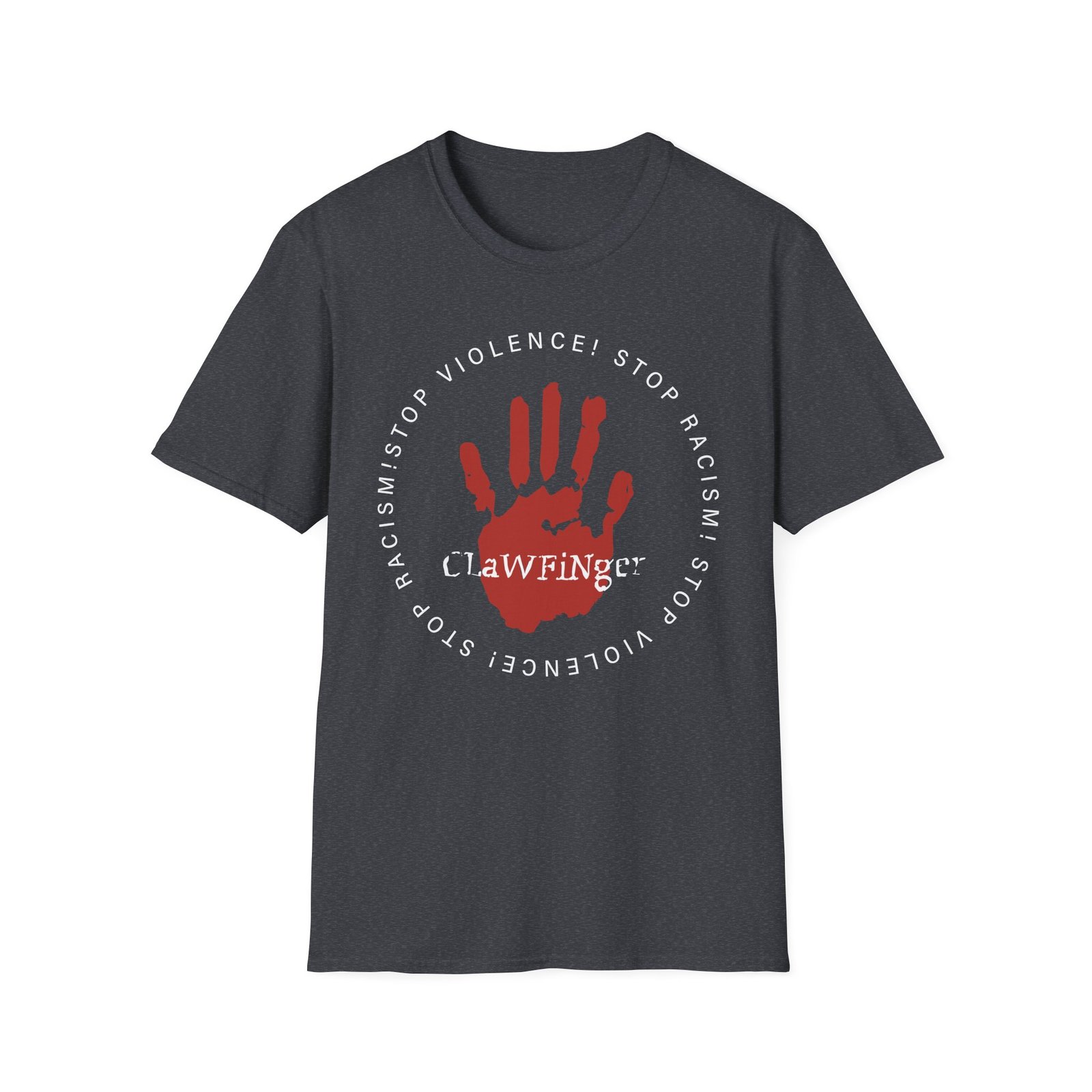 Clawfinger Stop Racism Stop Violence Unisex Softstyle T-Shirt - Image 11