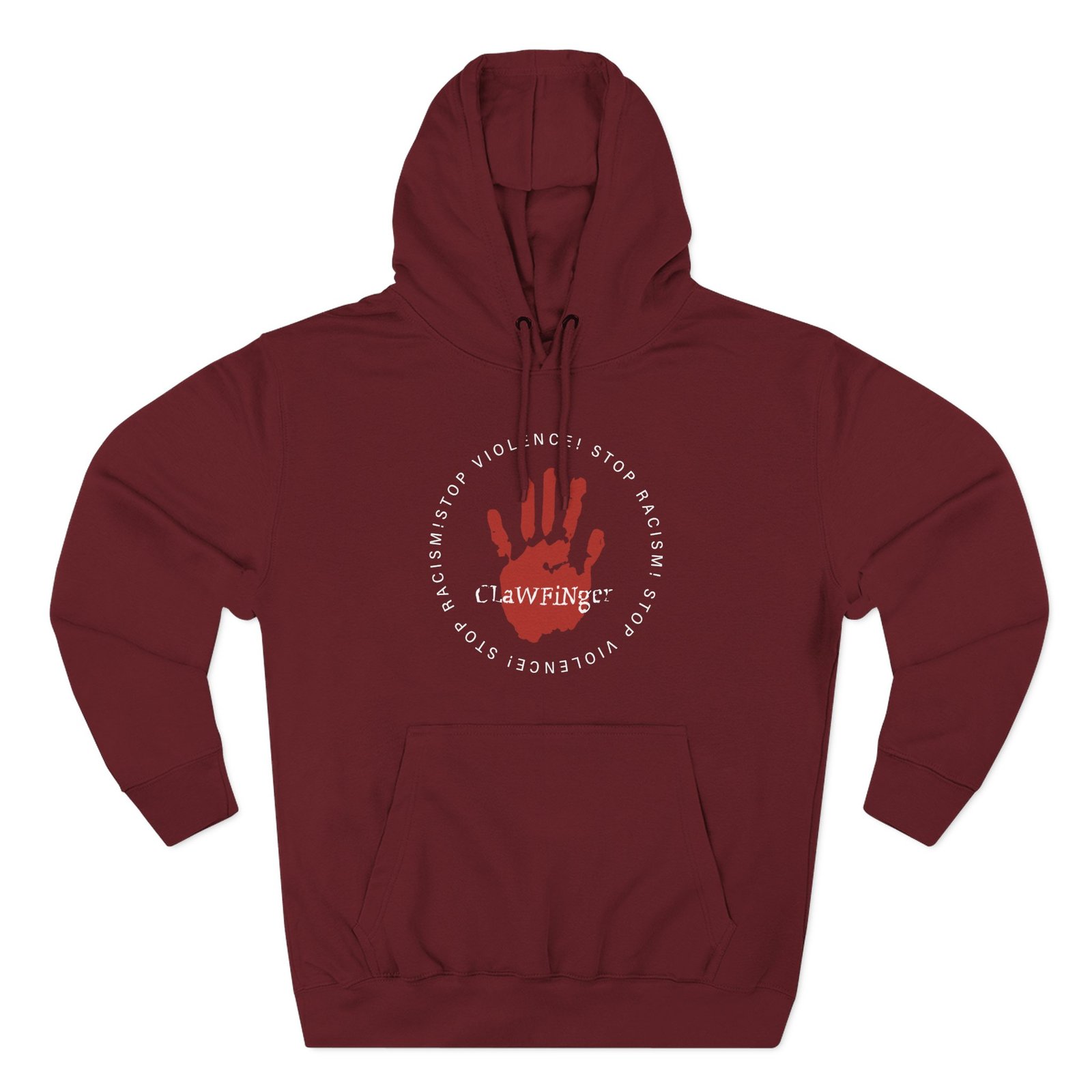 Clawfinger Stop Racism Stop Violence Three-Panel Fleece Hoodie - Image 11