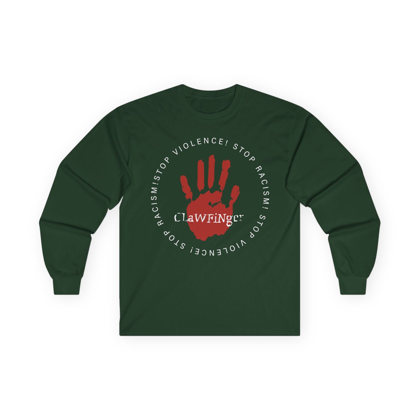 Clawfinger Stop Racism Stop Violence Unisex Ultra Cotton Long Sleeve Tee - Image 7