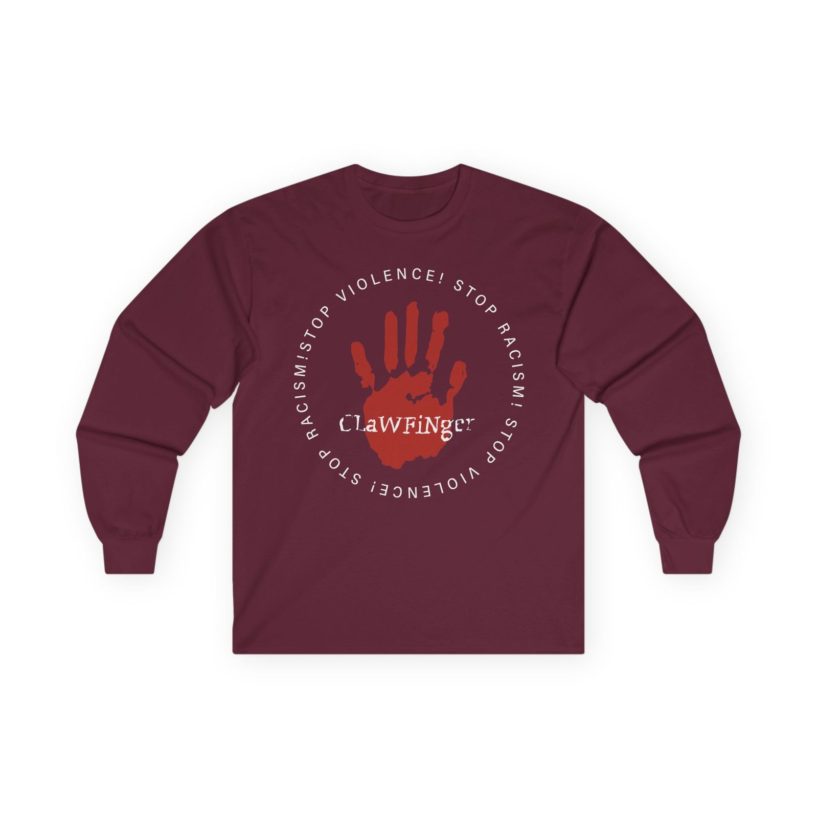 Clawfinger Stop Racism Stop Violence Unisex Ultra Cotton Long Sleeve Tee - Image 3