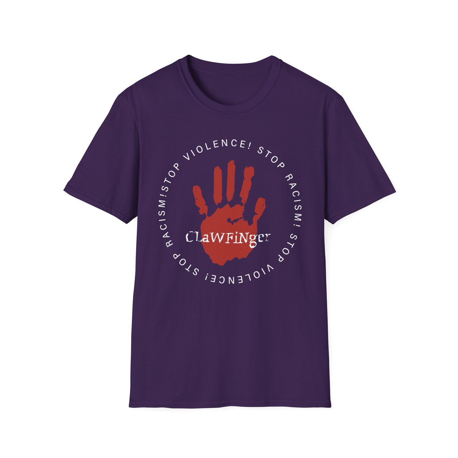 Clawfinger Stop Racism Stop Violence Unisex Softstyle T-Shirt - Image 15