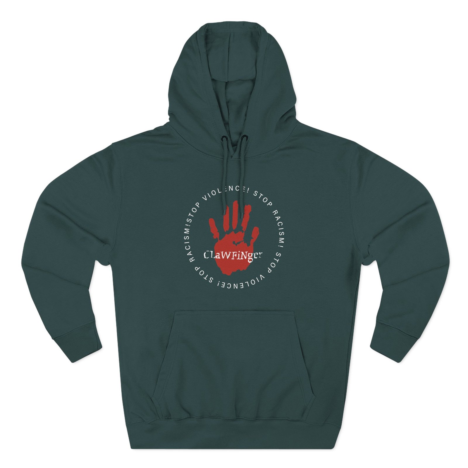 Clawfinger Stop Racism Stop Violence Three-Panel Fleece Hoodie - Image 5