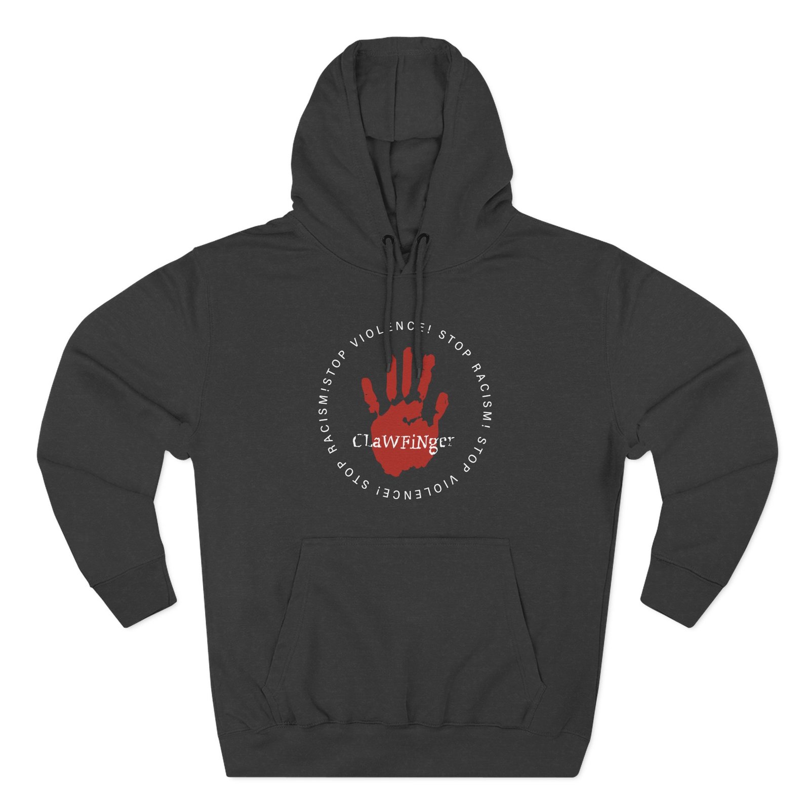 Clawfinger Stop Racism Stop Violence Three-Panel Fleece Hoodie - Image 3