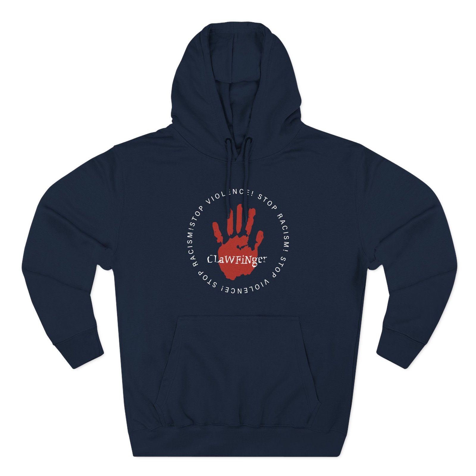 Clawfinger Stop Racism Stop Violence Three-Panel Fleece Hoodie - Image 9